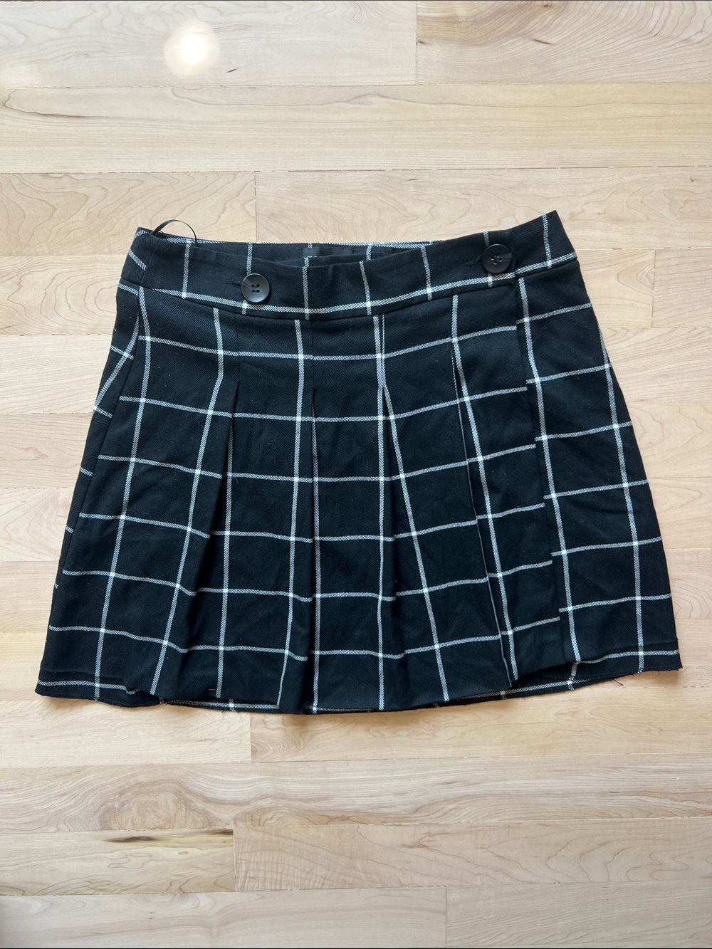 Topshop Black Mini Skirt with White Windowpane Check